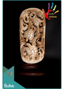 wholesale Top Selling Hand Carved Bone Turtle Scenery Ornament Cheap, Home Decoration