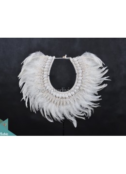 wholesale White Feather Primitive Shell Decoration Style Tribal Necklace Standing Home DÃ©cor, Home Decoration