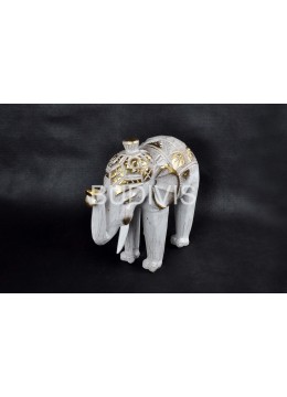 wholesale White Painted Elephant Wood Animal Statue, Home Decoration