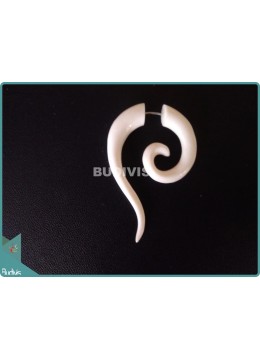 wholesale White Spiral Fake Stretcher Tribal Earrings Sterling Silver Hook 925, Costume Jewellery