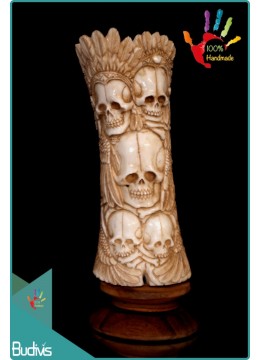 wholesale Wholesale Indian Skull Hand Carved Bone Scenery Ornament Manufactured, Home Decoration