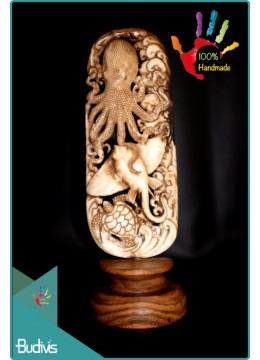 wholesale Wholesale Octopus Sting Ray And Turtle Hand Carved Bone Scenery Ornament Bali, Home Decoration
