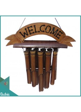 wholesale Wholesale Outdoor Hanging Bamboo Wind Chimes With Board Greeting, Bamboo Crafts
