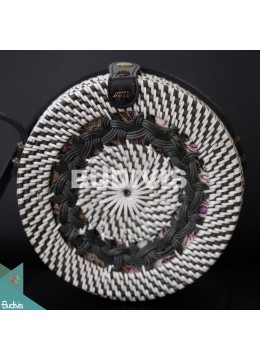 wholesale Wholesale Round Bag White Black Sythetic Rattan With Tribal Woven, Fashion Bags