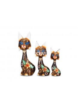 wholesale Wholesale Wooden Animal Figurine Cat Model Set 3, Handicraft