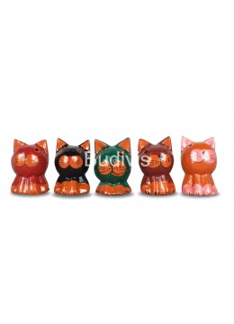 wholesale Wholesale Wooden Animal Figurine Cat Model Set 5, Handicraft