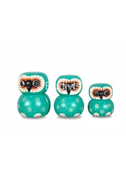 wholesale Wholesale Wooden Animal Figurine Owl Model Set 3, Handicraft