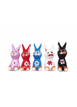 wholesale Wholesale Wooden Animal Figurine Rabbit Model Set 5, Handicraft