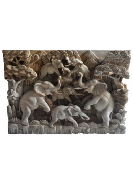 wholesale Wood Carving Elephant Relief, Home Decoration