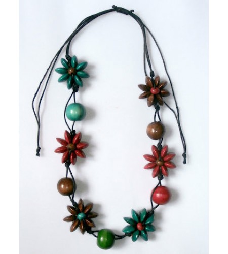 Wood Flower Necklace