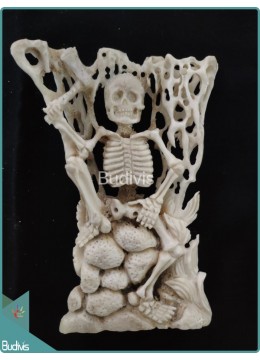 wholesale Woodcutter Skeleton Bone Carving Ornament, Home Decoration
