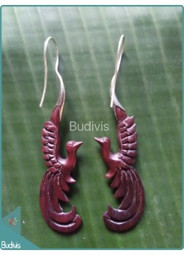 wholesale Wooden Earrings With Flying Bird Carving Sterling Silver Hook 925, Costume Jewellery