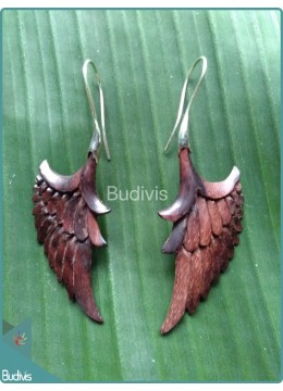 wholesale Wooden Wing Earring With  Sterling Silver Hook 925, Costume Jewellery