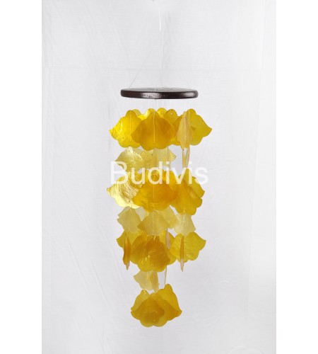 Yellow Flower Shape Capiz Wind Chimes Home Crafting