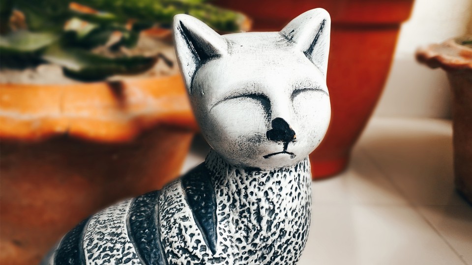 Bali Wholesale Wooden cat statue table decoration