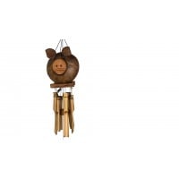 Bamboo Wind Chimes with Coconut Shell Pig Decoration: A Charming and Eco-Friendly Addition to Your Home