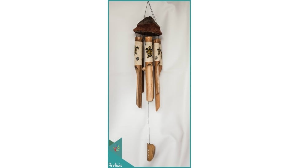 Affordable Bird House Garden Hanging Hand Painted Turtle Bamboo Wind Chime