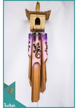 Artificial Bird House Garden Hanging Hand Painted Lizard Bamboo Wind Chime