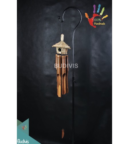 Best Outdoor Hanging Natural Bamboo Wind Chime Birdhouse