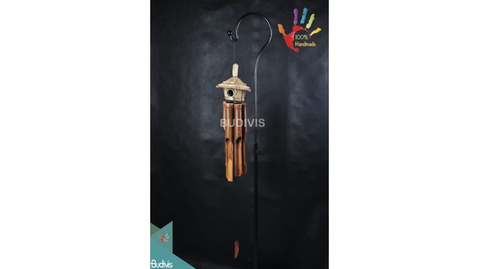 Best Outdoor Hanging Natural Bamboo Wind Chime Birdhouse