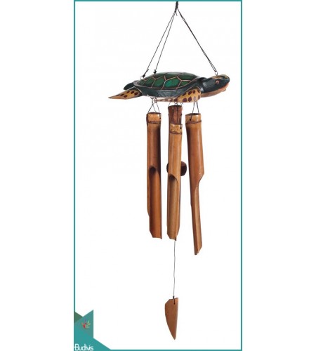 Best Outdoor Hanging Wooden Turtle Carved Bamboo Wind Chime