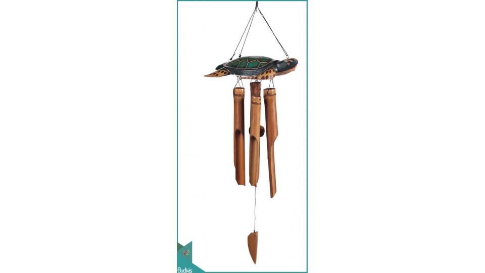 Best Outdoor Hanging Wooden Turtle Carved Bamboo Wind Chime