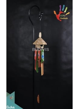 Bird House Flower Painting Outdoor Hanging Bamboo Wind Chimes