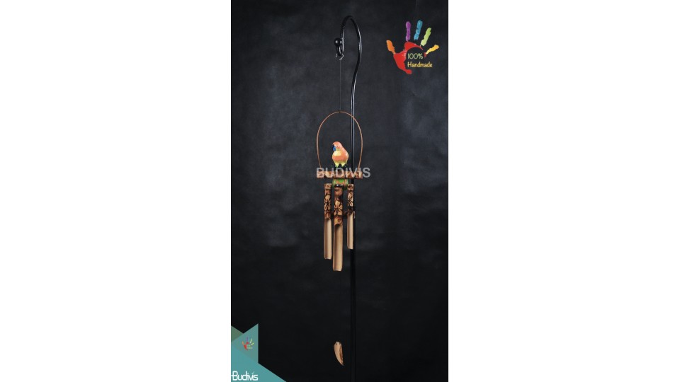 Bird Love Burning Flower Outdoor Hanging Bamboo Wind Chime