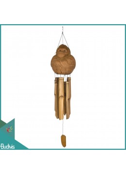 Make Outdoor Hanging Coconut Mongkey Carved Bamboo Wind Chimes