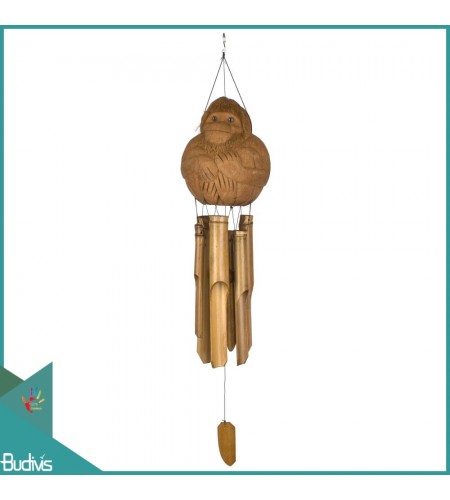 Make Outdoor Hanging Coconut Mongkey Carved Bamboo Wind Chimes