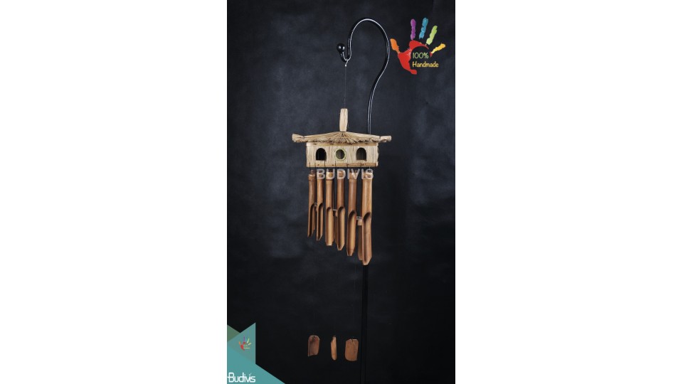 Multiple Bird Houses Outdoor Hanging Bamboo Wind Chimes