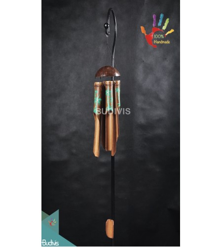 Outdoor Hanging Wind Chimes Coconutnut Tree Hand Drawn