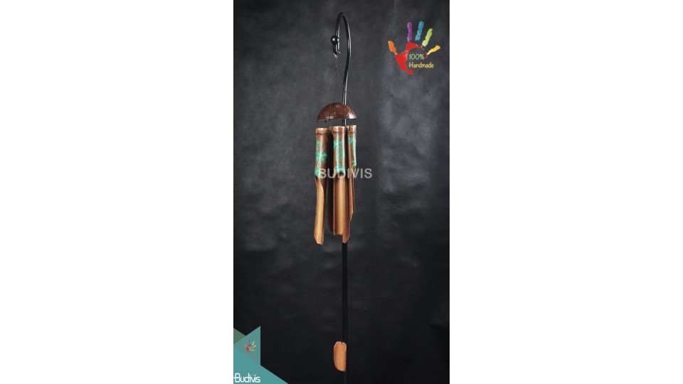 Outdoor Hanging Wind Chimes Coconutnut Tree Hand Drawn