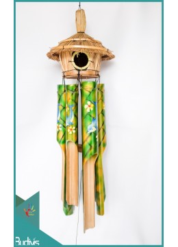 Wholesale Bird House Garden Hanging Hand Painted Blue Ocean Bamboo Wind Chimes