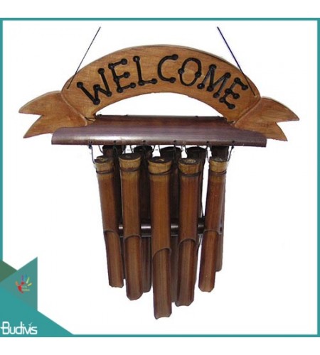 Wholesale Outdoor Hanging Bamboo Wind Chimes With Greetinyg Card