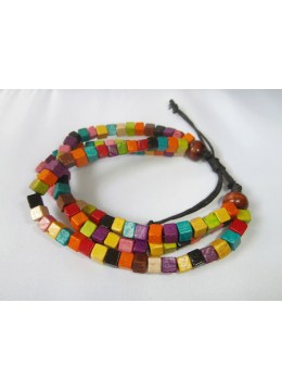 Beaded Bracelet Wood Multi