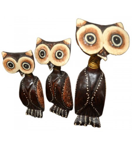 Owl Pair (Set Of 3) Animal Figurines