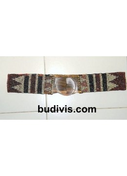 Women'S Stretch Beaded Balinese Belt With Wooden Buckle, Beaded Stretch Belt With Wooden Buckle, Colorful, Belt, Handmade, Stretch Beaded Belt