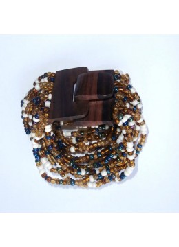 Beaded Bracelet Wood Buckle