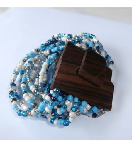 Beaded Bracelet Wood Buckle