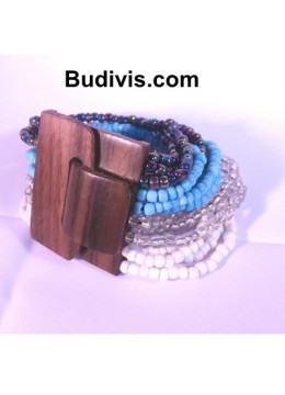 Beaded Bracelet Wood Buckle