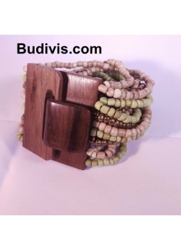 Beaded Bracelet Wood Buckle