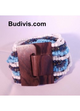 Beaded Bracelet Wood Buckle