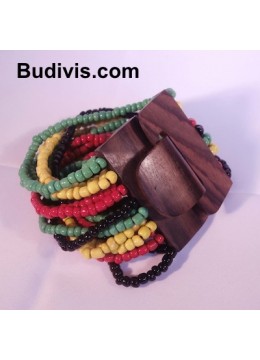 Beaded Bracelet Wood Buckle