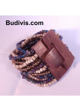 Beaded Bracelet Wood Buckle