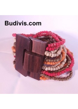 Beaded Bracelet Wood Buckle