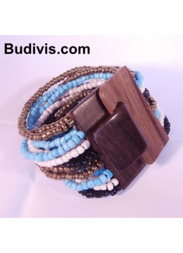 Beaded Bracelet Wood Buckle