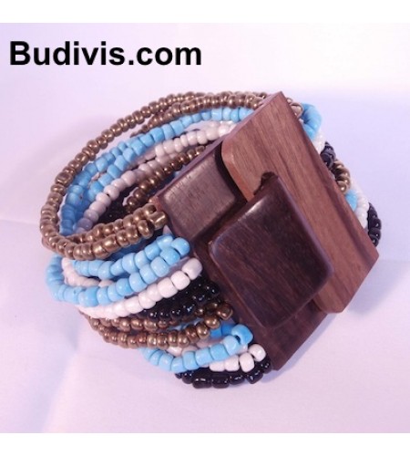 Beaded Bracelet Wood Buckle