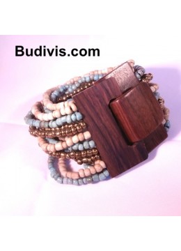 Beaded Bracelet Wood Buckle