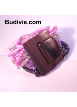 Beaded Bracelet Wood Buckle